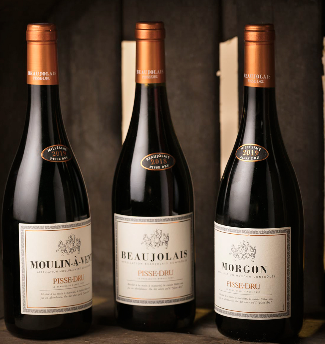 La collection de vins rouges Beaujolais Pisse-Dru